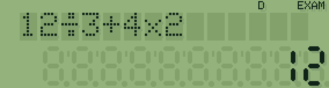 The calculator screen: EXAM stays on the screen